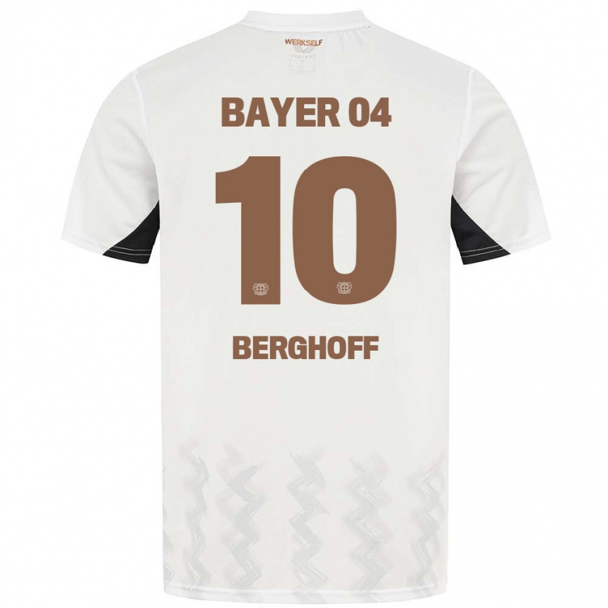 Niño Fútbol Camiseta Jonah Berghoff #10 Blanco Negro 2ª Equipación 2024/25 Perú