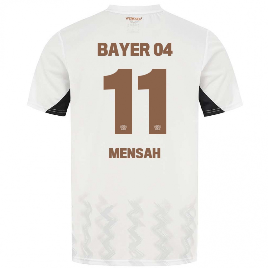 Niño Fútbol Camiseta Jeremiah Mensah #11 Blanco Negro 2ª Equipación 2024/25 Perú