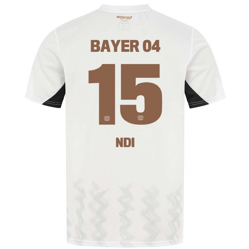 Niño Fútbol Camiseta Bradley Ndi #15 Blanco Negro 2ª Equipación 2024/25 Perú