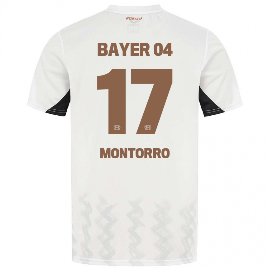 Niño Fútbol Camiseta Josuè Montorro #17 Blanco Negro 2ª Equipación 2024/25 Perú