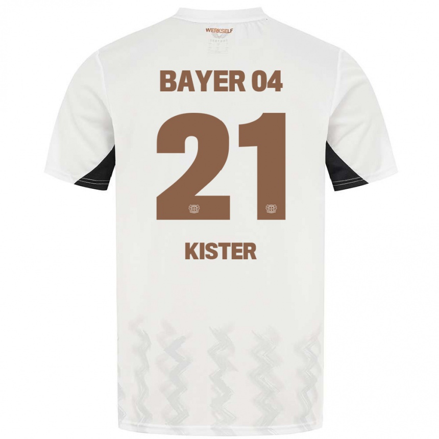 Niño Fútbol Camiseta Akim Kister #21 Blanco Negro 2ª Equipación 2024/25 Perú