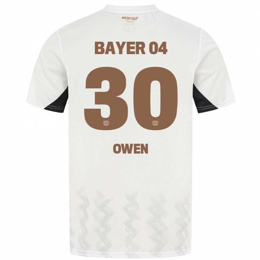 Niño Fútbol Camiseta Emmanuel Owen #30 Blanco Negro 2ª Equipación 2024/25 Perú