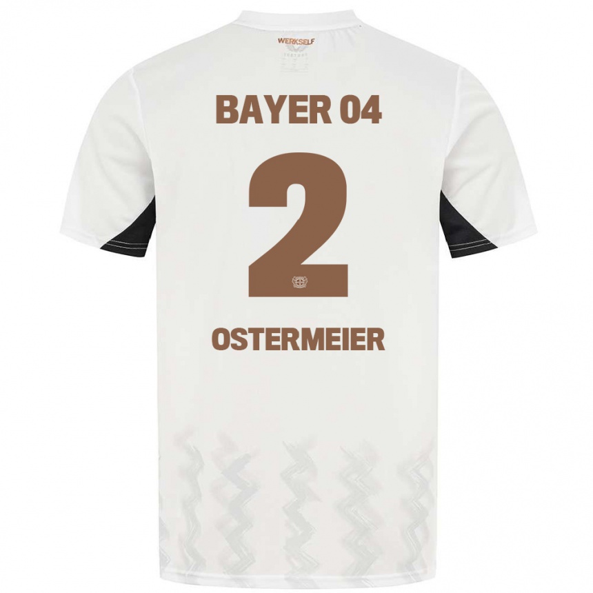 Niño Fútbol Camiseta Selina Ostermeier #2 Blanco Negro 2ª Equipación 2024/25 Perú