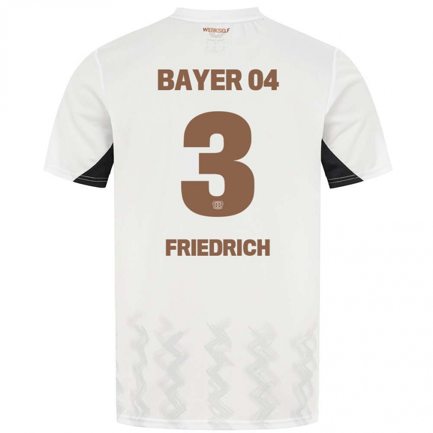 Niño Fútbol Camiseta Melissa Friedrich #3 Blanco Negro 2ª Equipación 2024/25 Perú