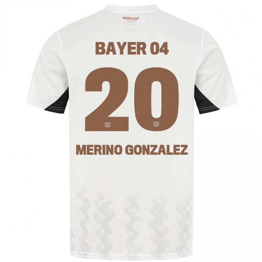 Niño Fútbol Camiseta Estrella Merino Gonzalez #20 Blanco Negro 2ª Equipación 2024/25 Perú