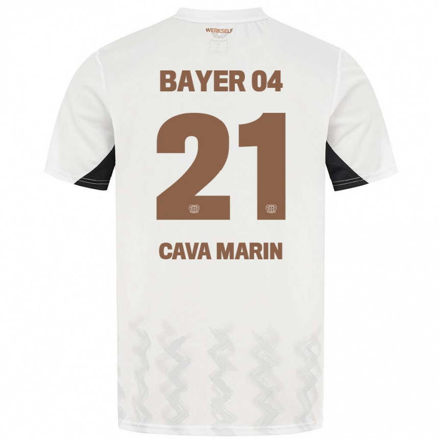 Niño Fútbol Camiseta Sofia Cava Marin #21 Blanco Negro 2ª Equipación 2024/25 Perú