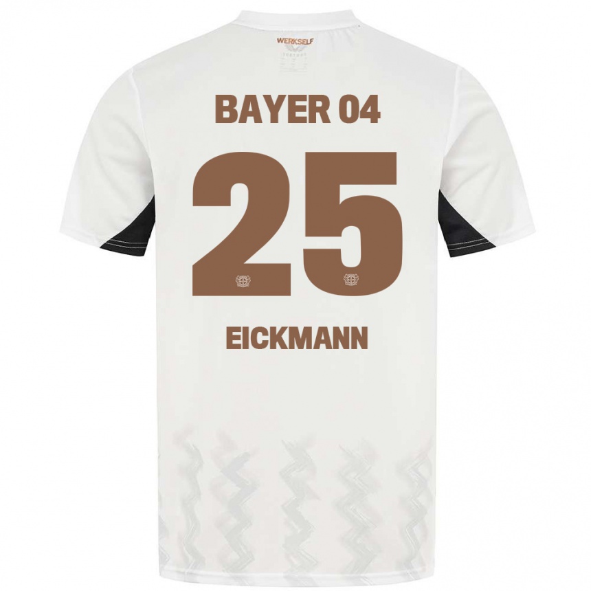 Niño Fútbol Camiseta Mia Eickmann #25 Blanco Negro 2ª Equipación 2024/25 Perú