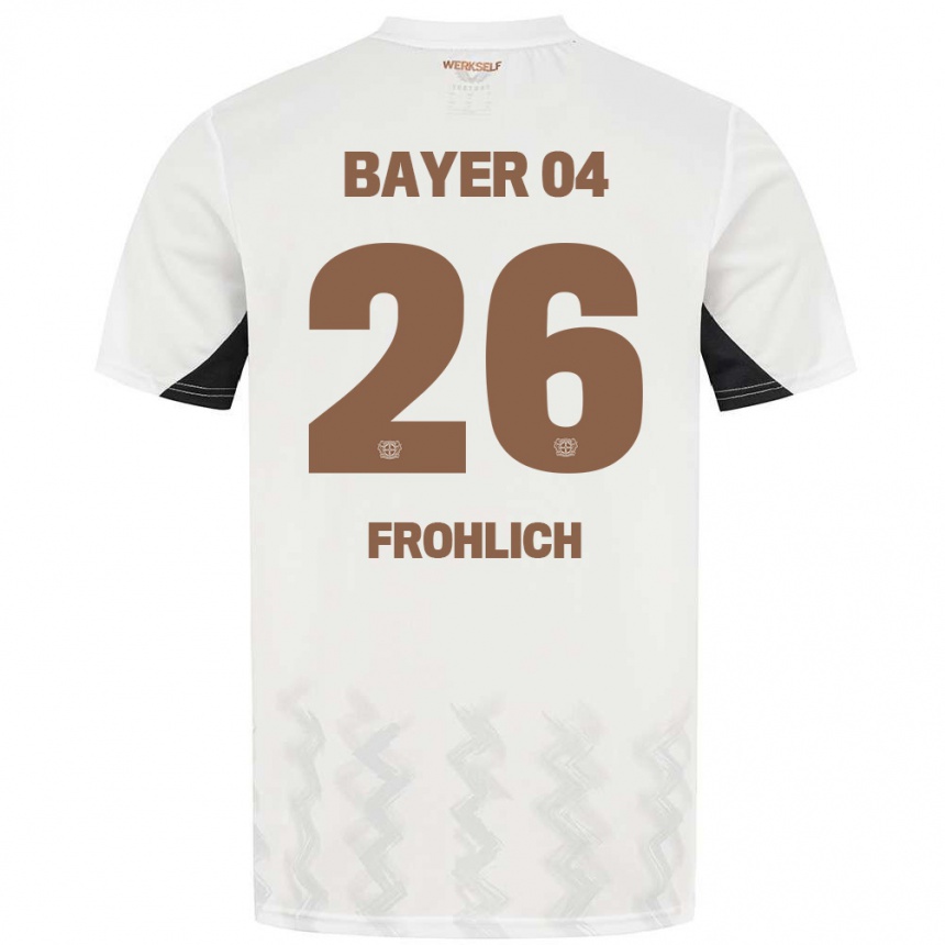 Niño Fútbol Camiseta Clara Fröhlich #26 Blanco Negro 2ª Equipación 2024/25 Perú