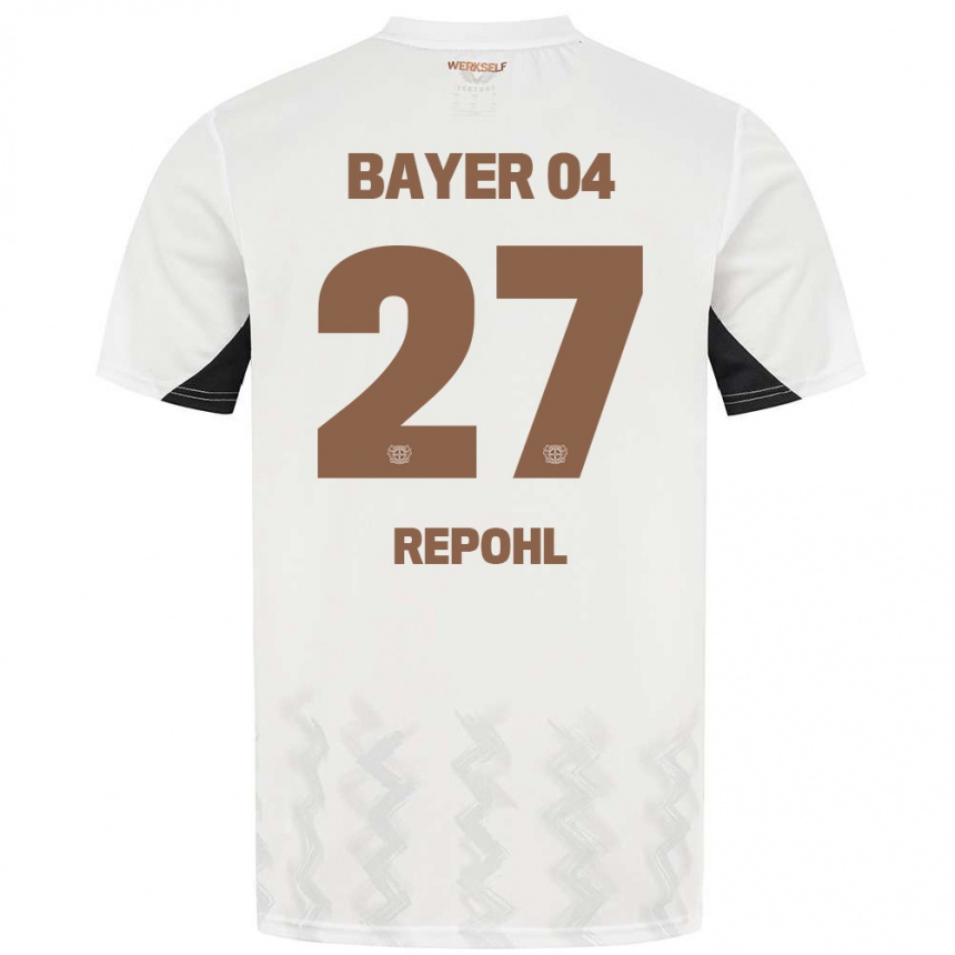 Niño Fútbol Camiseta Friederike Repohl #27 Blanco Negro 2ª Equipación 2024/25 Perú