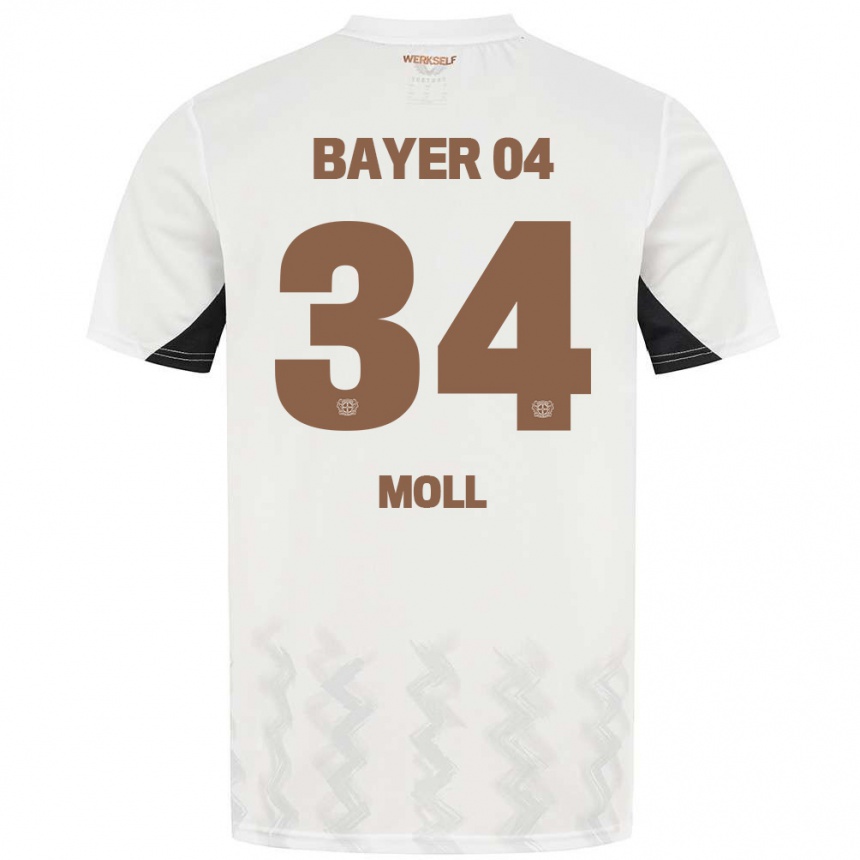 Niño Fútbol Camiseta Anne Moll #34 Blanco Negro 2ª Equipación 2024/25 Perú