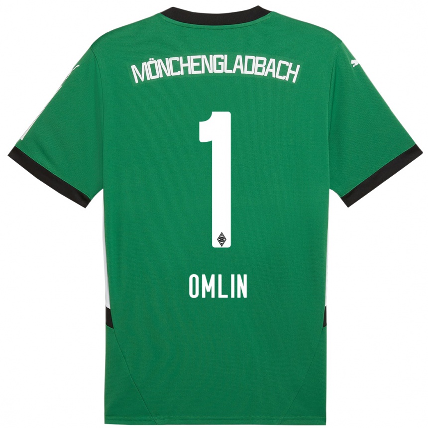 Niño Fútbol Camiseta Jonas Omlin #1 Verde Blanco 2ª Equipación 2024/25 Perú