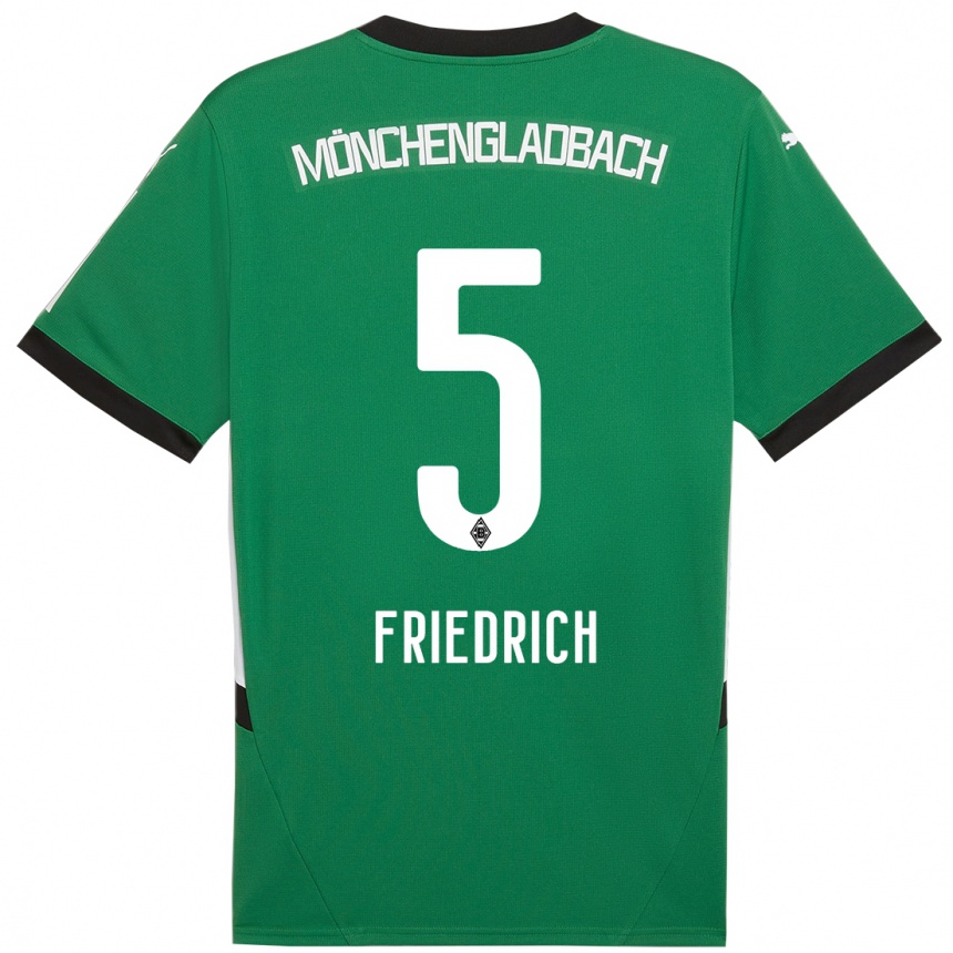 Niño Fútbol Camiseta Marvin Friedrich #5 Verde Blanco 2ª Equipación 2024/25 Perú