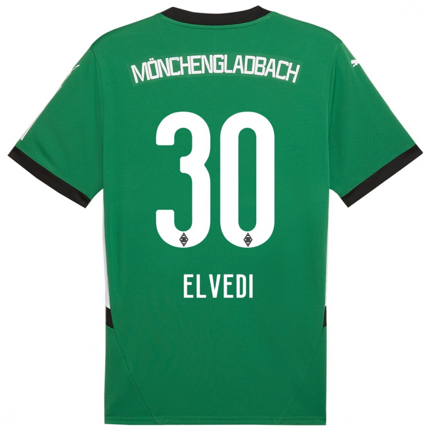 Niño Fútbol Camiseta Nico Elvedi #30 Verde Blanco 2ª Equipación 2024/25 Perú