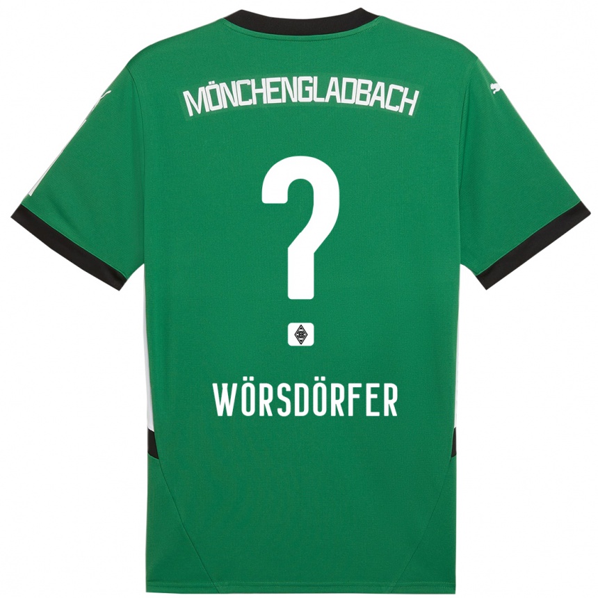 Niño Fútbol Camiseta Len Wörsdörfer #0 Verde Blanco 2ª Equipación 2024/25 Perú