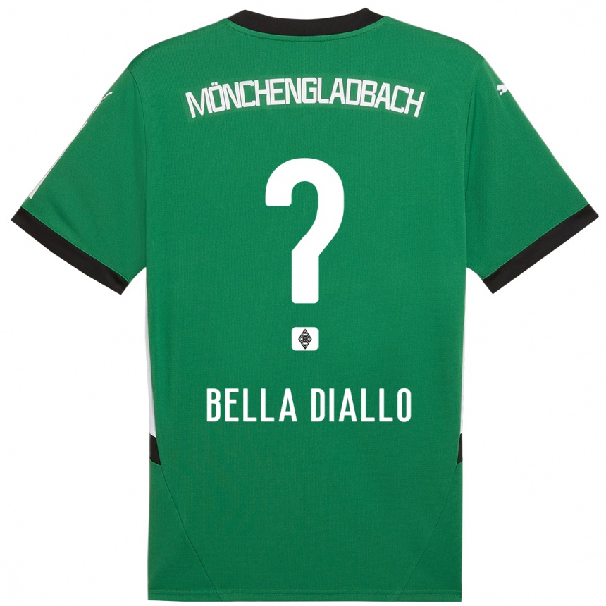 Niño Fútbol Camiseta Oumar Bella Diallo #0 Verde Blanco 2ª Equipación 2024/25 Perú