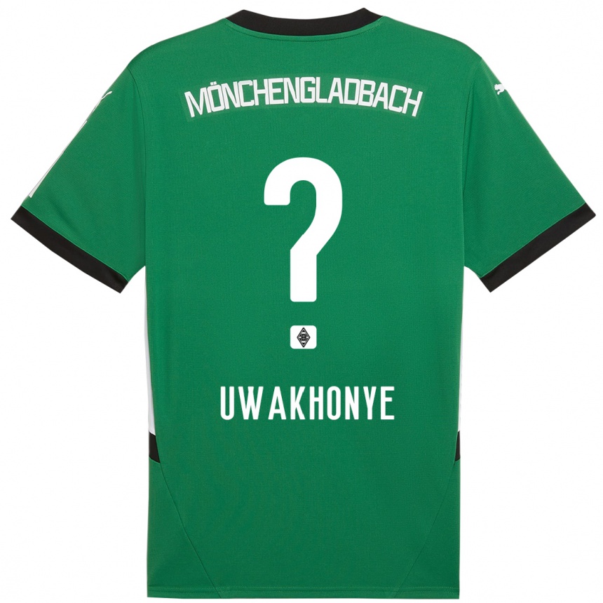 Niño Fútbol Camiseta Josiah Uwakhonye #0 Verde Blanco 2ª Equipación 2024/25 Perú