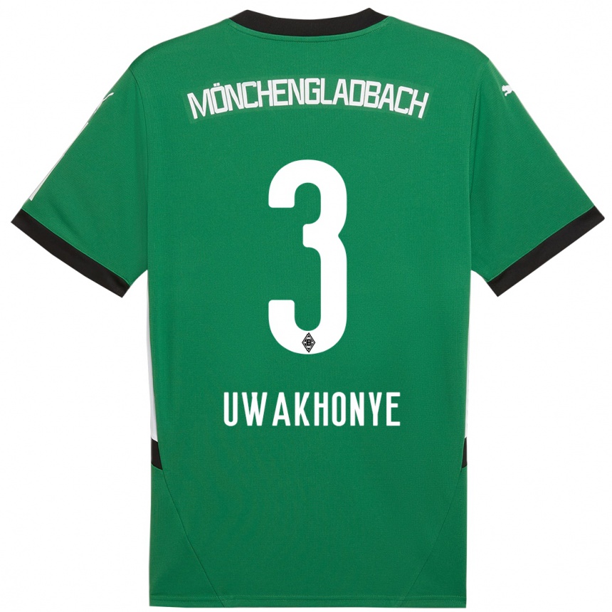 Niño Fútbol Camiseta Joshua Uwakhonye #3 Verde Blanco 2ª Equipación 2024/25 Perú