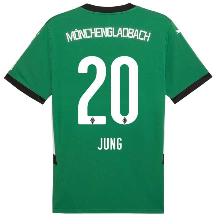 Niño Fútbol Camiseta In-Gyom Jung #20 Verde Blanco 2ª Equipación 2024/25 Perú