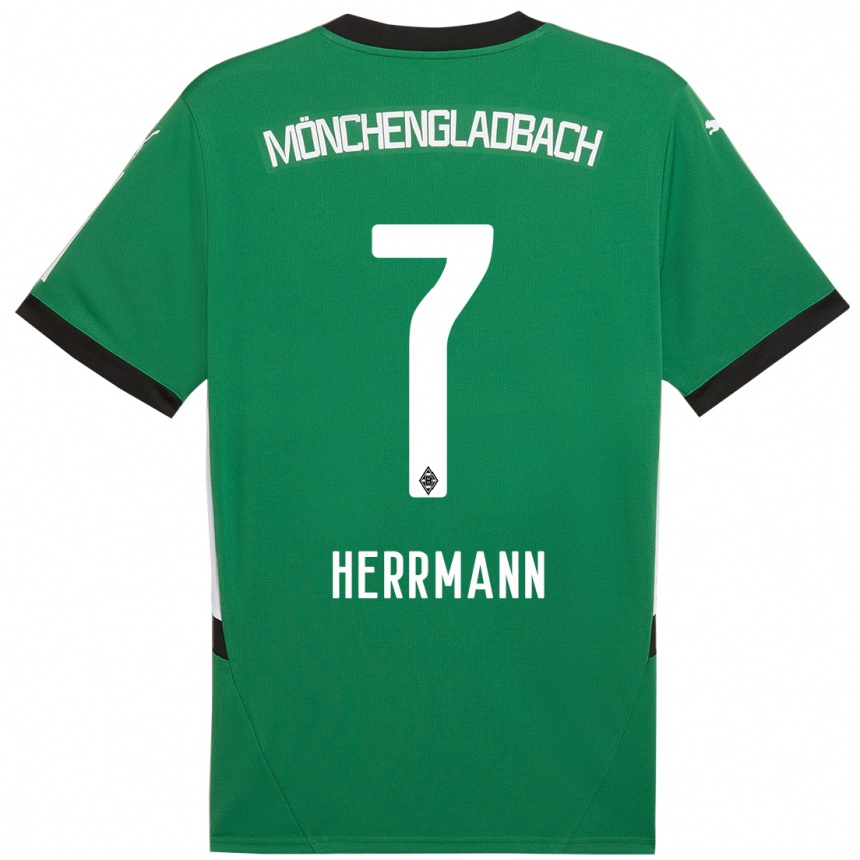 Niño Fútbol Camiseta Patrick Herrmann #7 Verde Blanco 2ª Equipación 2024/25 Perú