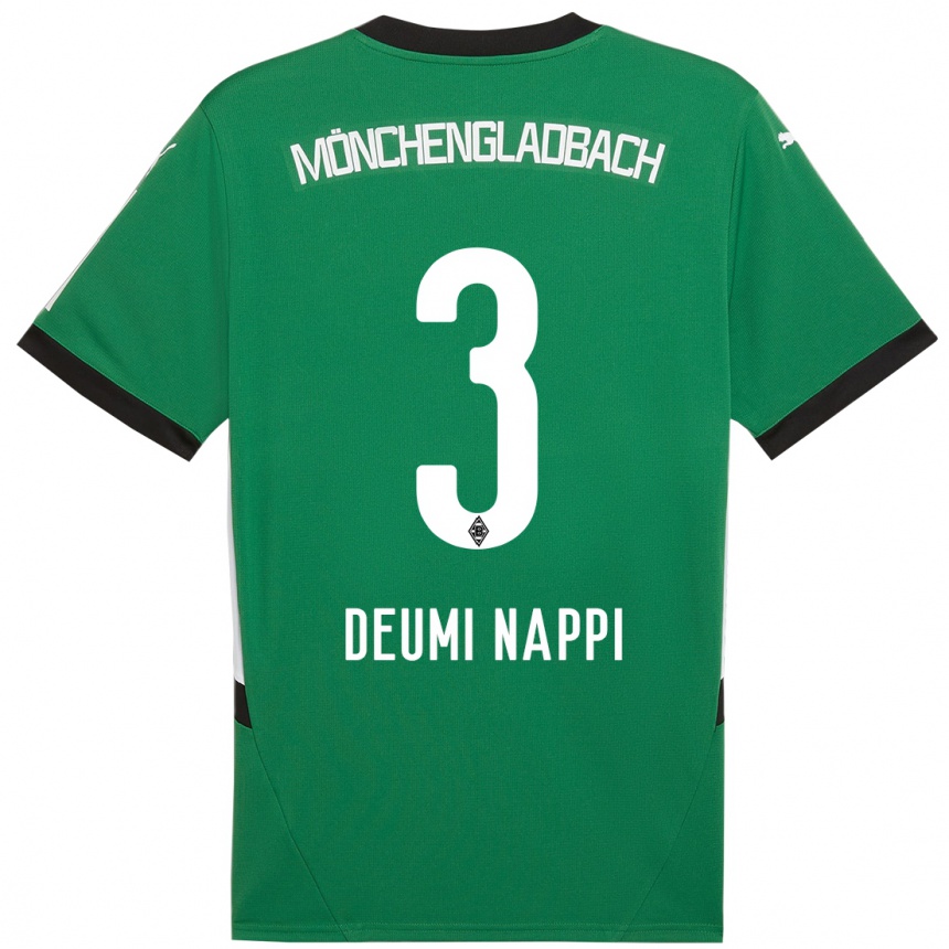 Niño Fútbol Camiseta Dimitrie Deumi Nappi #3 Verde Blanco 2ª Equipación 2024/25 Perú