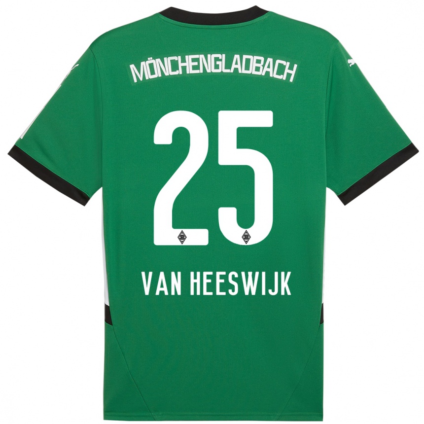 Niño Fútbol Camiseta Amber Van Heeswijk #25 Verde Blanco 2ª Equipación 2024/25 Perú