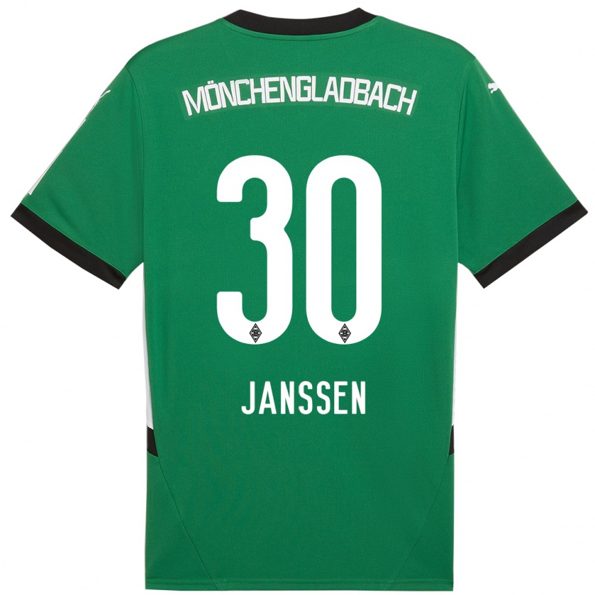 Niño Fútbol Camiseta Annalena Janssen #30 Verde Blanco 2ª Equipación 2024/25 Perú