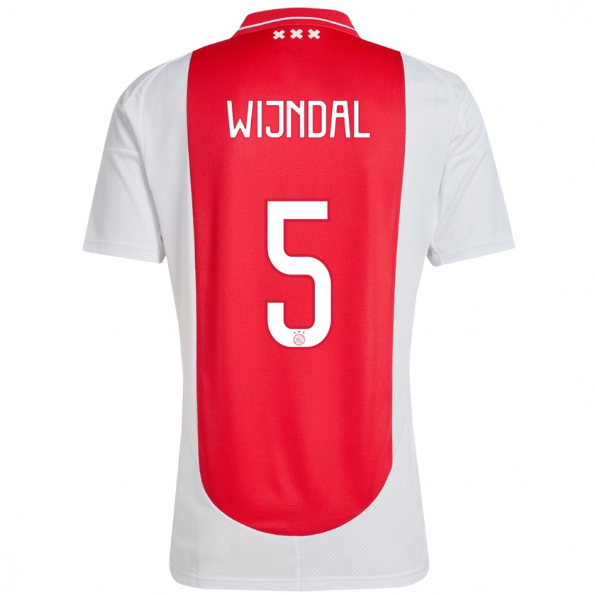 Hombre Fútbol Camiseta Owen Wijndal #5 Rojo Blanco 1ª Equipación 2024/25 Perú