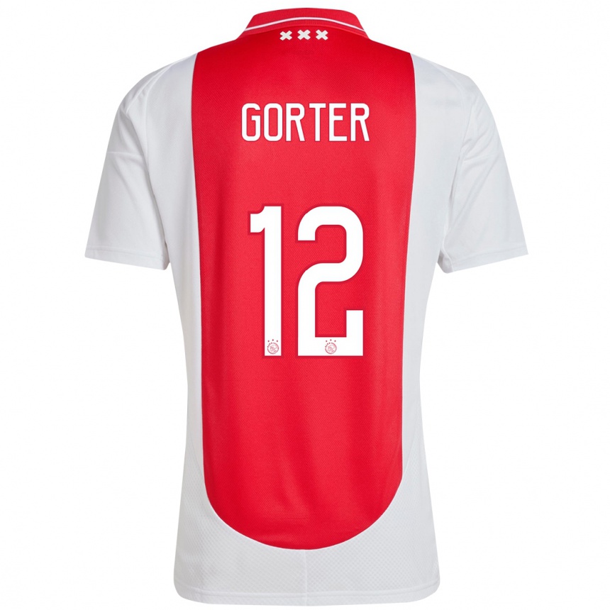 Hombre Fútbol Camiseta Jay Gorter #12 Rojo Blanco 1ª Equipación 2024/25 Perú