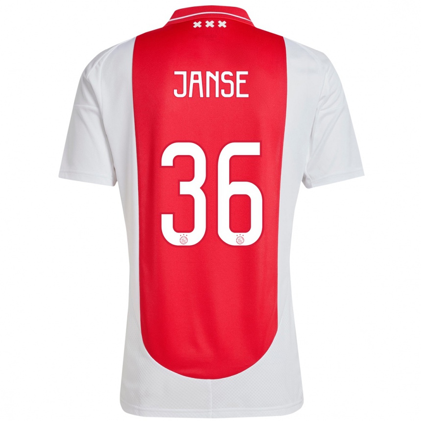 Hombre Fútbol Camiseta Dies Janse #36 Rojo Blanco 1ª Equipación 2024/25 Perú