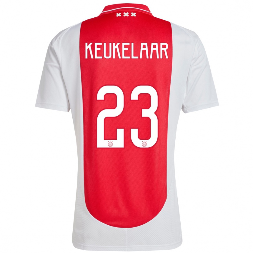 Hombre Fútbol Camiseta Lotte Keukelaar #23 Rojo Blanco 1ª Equipación 2024/25 Perú