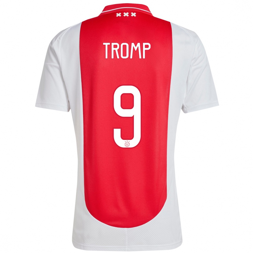 Hombre Fútbol Camiseta Nikita Tromp #9 Rojo Blanco 1ª Equipación 2024/25 Perú