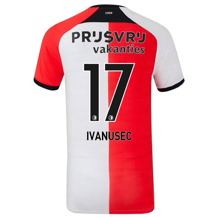 Hombre Fútbol Camiseta Luka Ivanusec #17 Rojo Blanco 1ª Equipación 2024/25 Perú