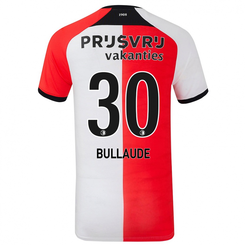 Hombre Fútbol Camiseta Ezequiel Bullaude #30 Rojo Blanco 1ª Equipación 2024/25 Perú