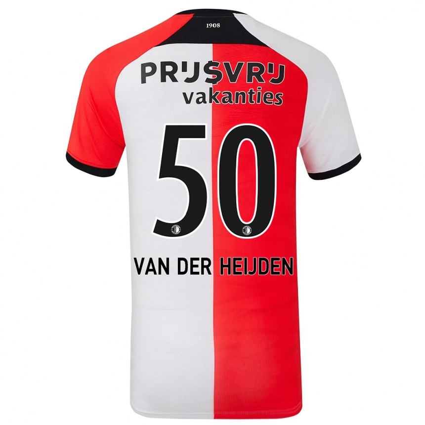 Hombre Fútbol Camiseta Délano Van Der Heijden #50 Rojo Blanco 1ª Equipación 2024/25 Perú