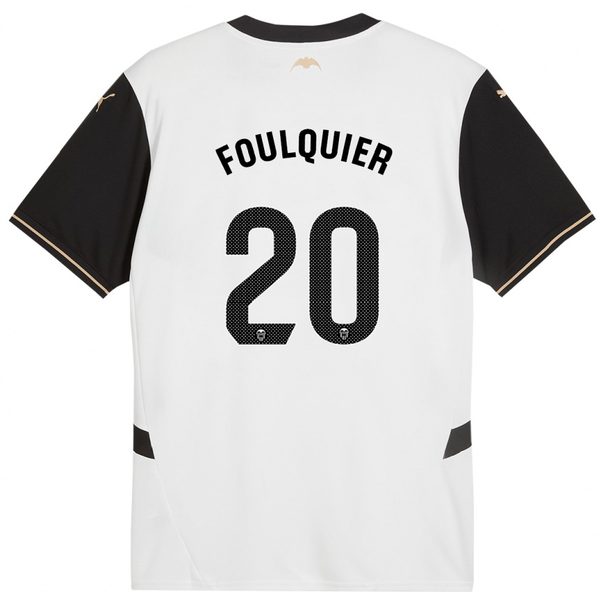 Hombre Fútbol Camiseta Dimitri Foulquier #20 Blanco Negro 1ª Equipación 2024/25 Perú