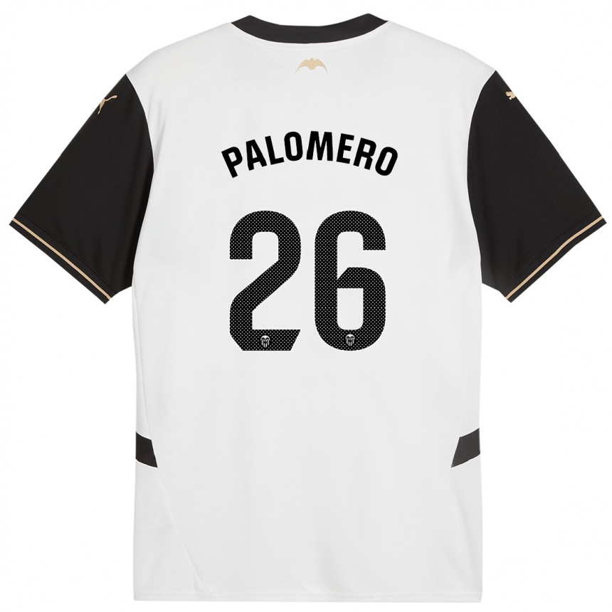 Hombre Fútbol Camiseta Marc Palomero #26 Blanco Negro 1ª Equipación 2024/25 Perú