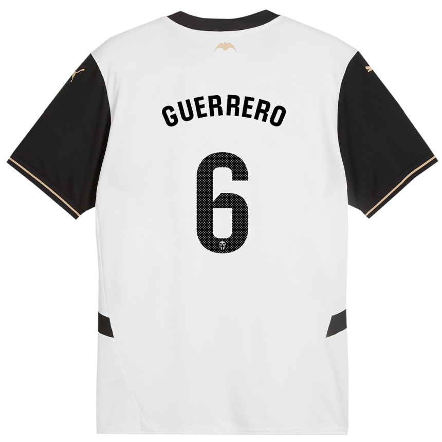 Hombre Fútbol Camiseta Paula Guerrero #6 Blanco Negro 1ª Equipación 2024/25 Perú