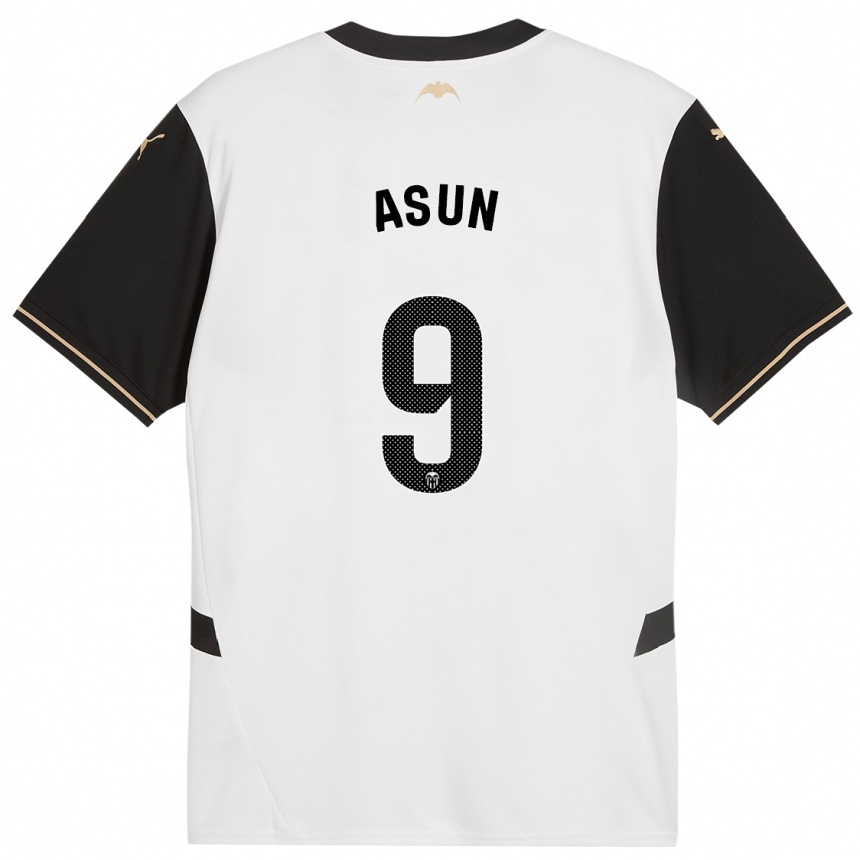 Hombre Fútbol Camiseta Asun #9 Blanco Negro 1ª Equipación 2024/25 Perú