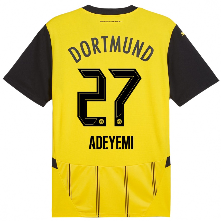 Hombre Fútbol Camiseta Karim Adeyemi #27 Amarillo Negro 1ª Equipación 2024/25 Perú