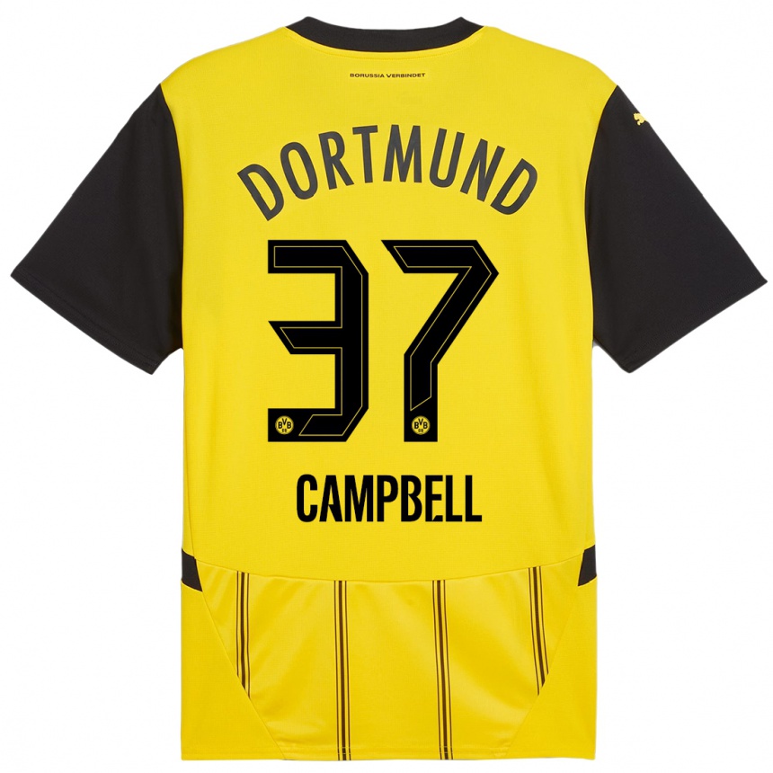 Hombre Fútbol Camiseta Cole Campbell #37 Amarillo Negro 1ª Equipación 2024/25 Perú