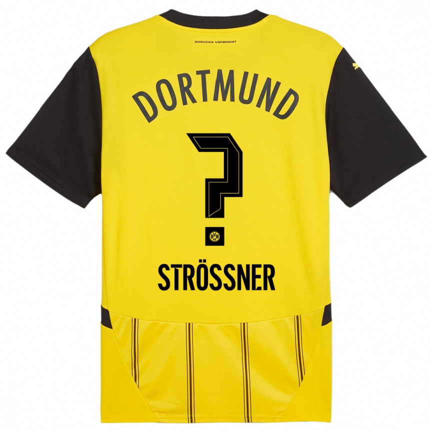 Hombre Fútbol Camiseta Lenni Strößner #0 Amarillo Negro 1ª Equipación 2024/25 Perú