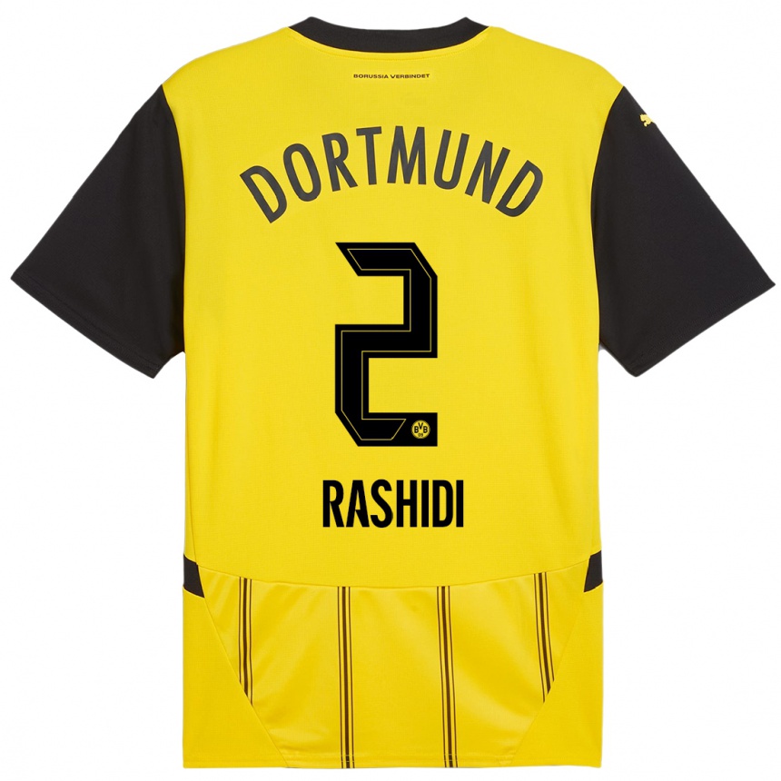 Hombre Fútbol Camiseta William Rashidi #2 Amarillo Negro 1ª Equipación 2024/25 Perú