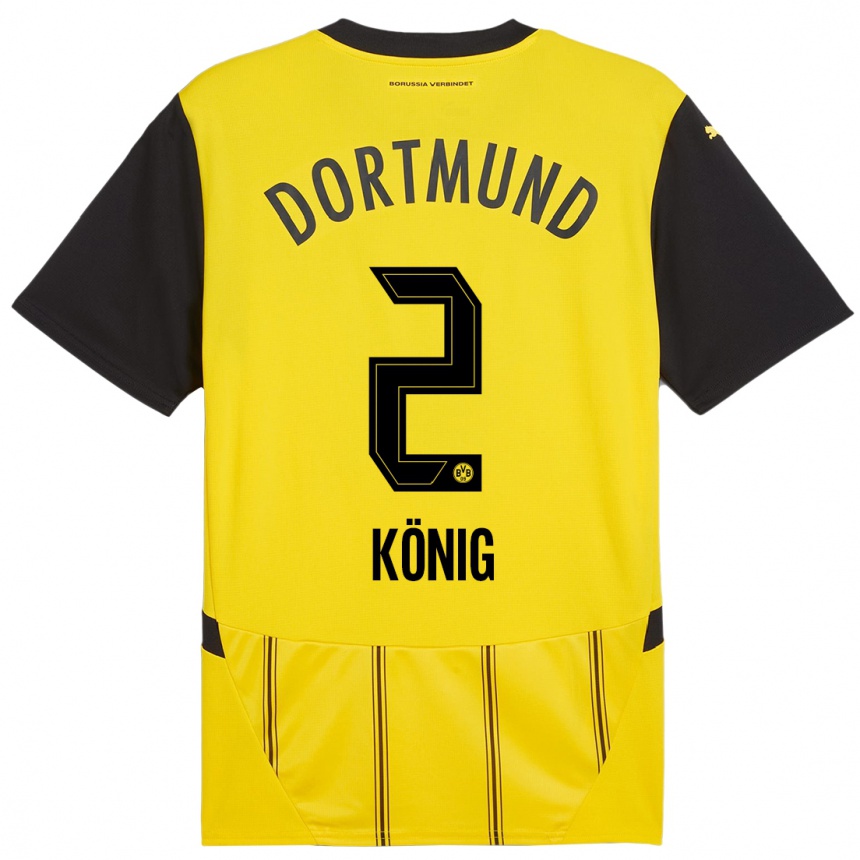 Hombre Fútbol Camiseta Niklas König #2 Amarillo Negro 1ª Equipación 2024/25 Perú