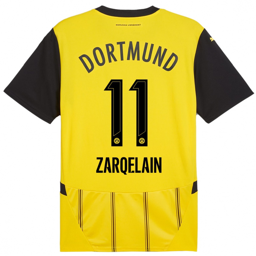 Hombre Fútbol Camiseta Fadi Zarqelain #11 Amarillo Negro 1ª Equipación 2024/25 Perú