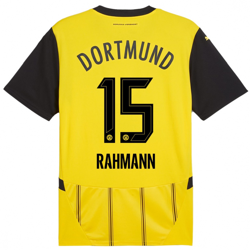 Hombre Fútbol Camiseta Luke Rahmann #15 Amarillo Negro 1ª Equipación 2024/25 Perú