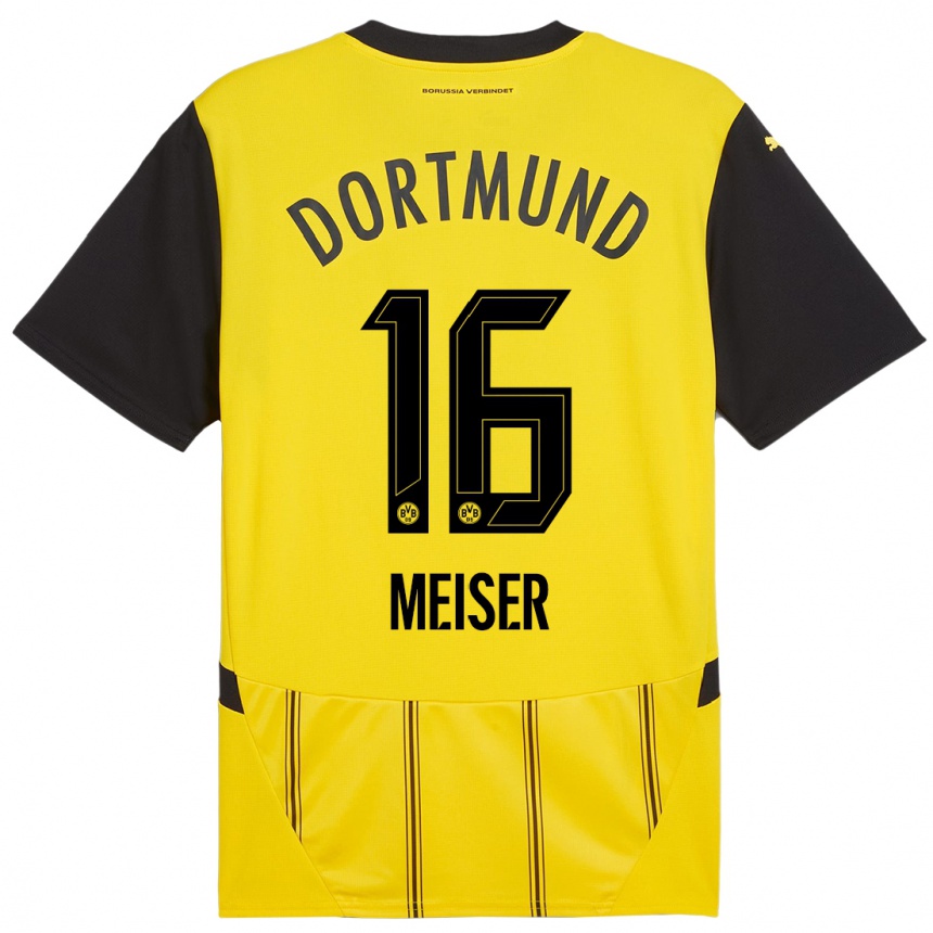 Hombre Fútbol Camiseta Tyler Meiser #16 Amarillo Negro 1ª Equipación 2024/25 Perú