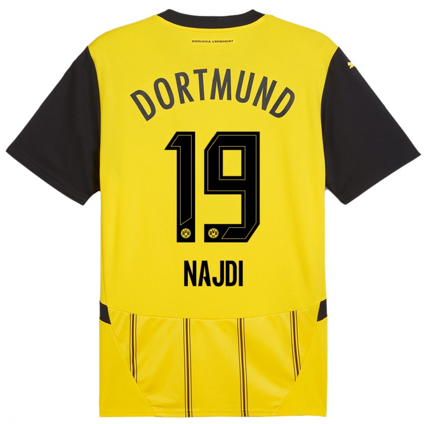 Hombre Fútbol Camiseta Ahmad Najdi #19 Amarillo Negro 1ª Equipación 2024/25 Perú