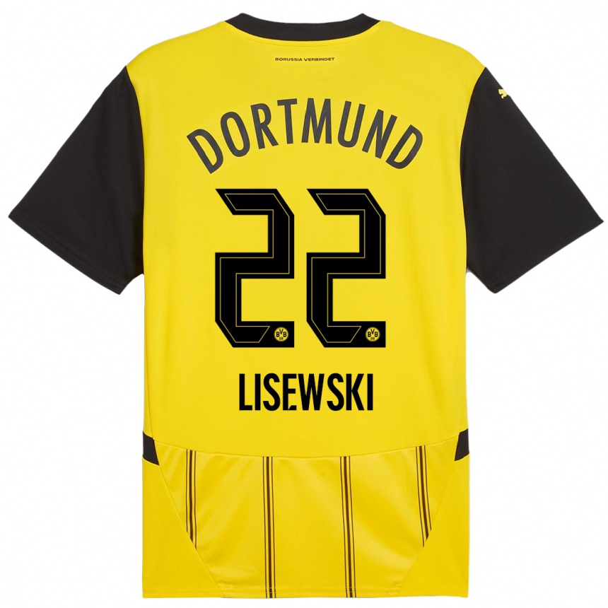 Hombre Fútbol Camiseta Robin Lisewski #22 Amarillo Negro 1ª Equipación 2024/25 Perú