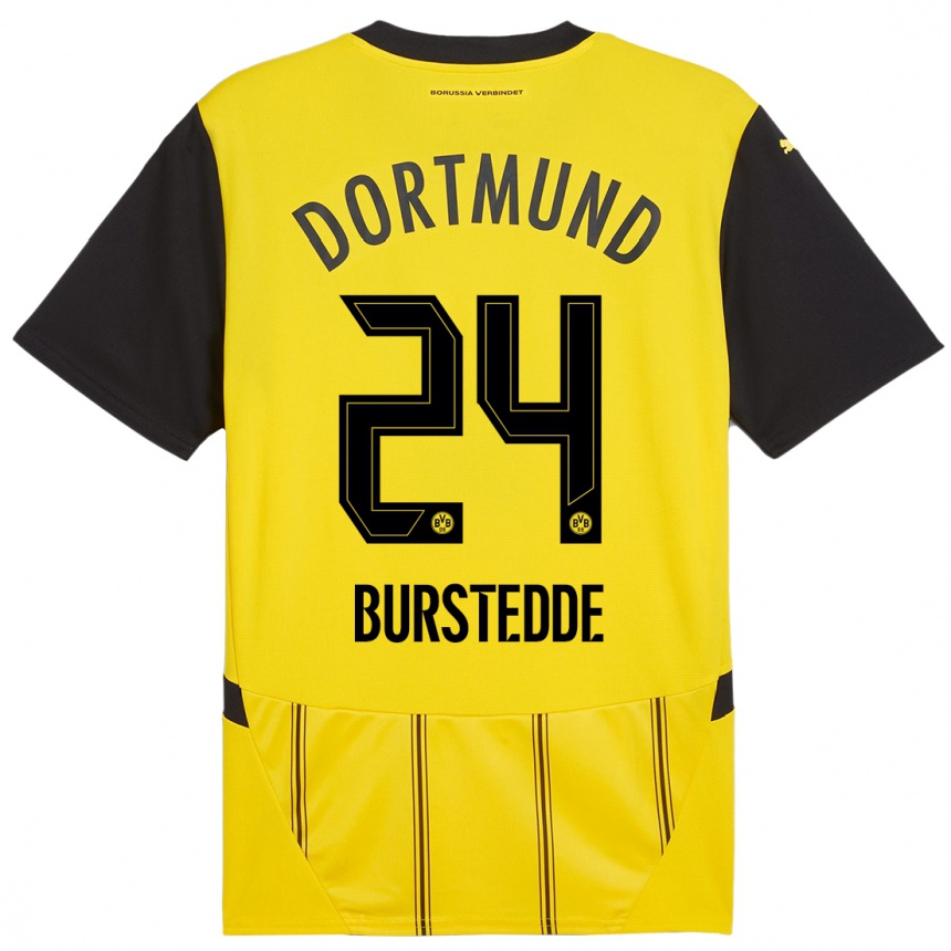 Hombre Fútbol Camiseta Joshua Burstedde #24 Amarillo Negro 1ª Equipación 2024/25 Perú