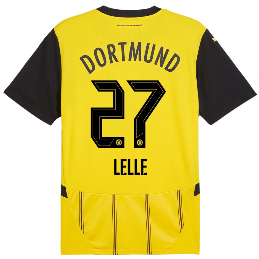 Hombre Fútbol Camiseta David Lelle #27 Amarillo Negro 1ª Equipación 2024/25 Perú